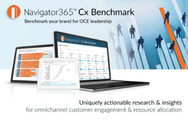 The Navigator365 Cx Benchmark platform shown on three devices including a laptop and two different tablets each with a different type of report